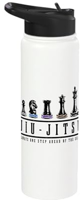 Jiu Jitsu Chess Pieces Black Belt MMA Mixed Martial Arts Stainless Steel Insulated Water Bottle