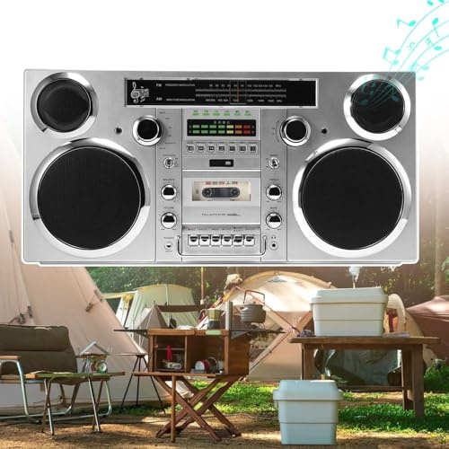 HCAUYNN Electric Adjustable Speed Button Tape Player, Top Suction Type Cd Playing Recorder,Professional Stereo Am/Fm Radio,Black