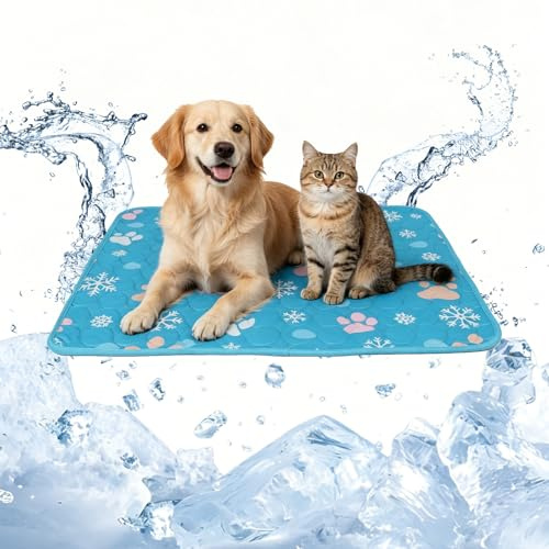 Guittly Tappetino rinfrescante per cani, 100 x 70 cm, antiscivolo, traspirante, resistente ai graffi, tappetino rinfrescante per cani per l'estate (blu, XL)