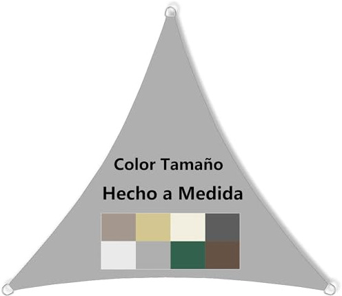 Toldo Vela de Sombra Impermeable Triangular Protección Rayos UV Solar Poliéster con Anillo en D y Cuerdas Personalización Toldo de Exterior para Terraza Jardín Balcón Pérgola