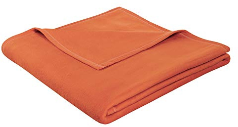 Biederlack Wohn- und Kuscheldecke, 86 % Polyacryl (Dralon), Veloursband-Einfassung, 150 x 200 cm, Terracotta, Thermosoft, 240776