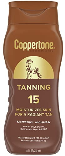 Coppertone Tanning Lozione Sunscreen SPF 15, 8oz by Coppertone