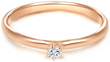 Trilani Damen Ring 925/- Sterling Silber roségold | rosévergoldet 18 Karat, Solitärring, Zirkonia, weiß, Brillantschliff