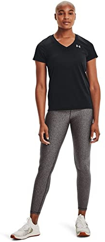 Under Armour Damen Tech Short Sleeve V - Solid, atmungsaktives Laufshirt für Frauen, kurzärmliges Trainingsshirt mit loser Passform