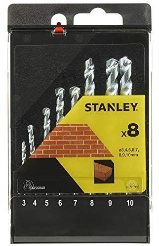 STANLEY STA56040-QZ 8 Piece Masonry Drill Bit Set, Includes 3 mm, 4 mm, 5 mm, 6 mm, 7 mm, 8 mm, 9 mm, 10 mm