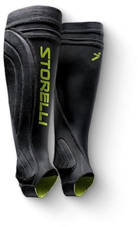 Storelli BodyShield Leg Guards, Premium Compression Shin Guard Sleeves for Soccer Players, Impact Protection, UV-Resistant, Sweat-Wicking, Unisex, 1 Pair, Black, Youth Small