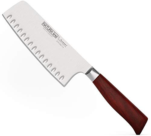 Burgvogel Solingen, Natura Line, Coltello da cuoco cinese, manico in legno verzino satinato, forgiato, 17 cm, mannaia molto affilata, inossidabile, Made in Germany