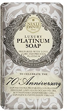 Nesti Dante Sapone Platino Vegetale Luxury con Platino 250g - Sapone Naturale Biodegradabile, Lenitivo Esfoliante Corpo e Viso, Saponetta per Pelli Sensibili, Saponetta Mani e Bagnoschiuma Solido