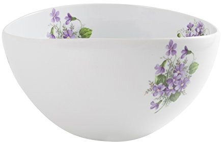 La Cija Violetas Ensaladera de Porcelana, Blanco, 22.5x22x12 cm