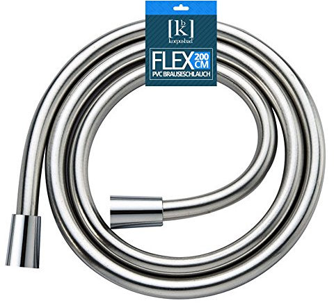 Korpusbad® Duschschlauch Brauseschlauch PZS200P Verbindungsschlauch zwischen Mischbatterie und Handbrause | Standard DIN-Anschlüsse 1/2 Zoll | 2000 mm lang | mit Knickschutz