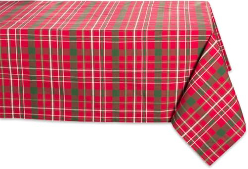 DII Tartan Holly Rutig, bomull, röd & grön, fyrkantig jul bordsduk, 52 x 52