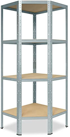 shelfplaza® HOME Eckregal 155x60x30cm Schwerlast Verzinkt/Metallregal Stehend 4 Böden Je 175kg Tragkraft/Corner Shelf Schwerlastregal Ecke/Steckregal