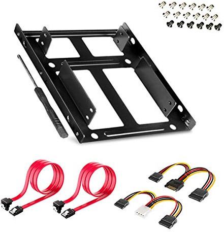 Dual SSD/HDD Metal Mounting Bracket kit 2.5 to 3.5, Convert Any 2.5 inch Solid State Drive/HDD Into One 3.5 inch Drive Bay
