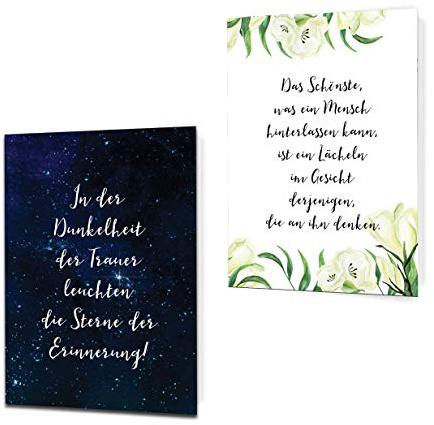 Trauerkarten mit Umschlägen 2er Set Sterne und grün weiß