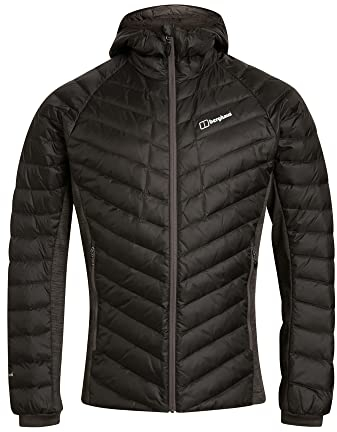 Berghaus Men's Tephra Stretch Reflect Hooded Insulated Down Jacket | Extra Warmth | Windproof, Black/Black
