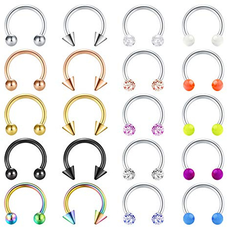 Incaton 14 G(1,6mm) Lippenpiercing Nasenpiercing Brustwarzenpiercing 10MM Helix Septum Ring Tragus Ohrpiercing Bioflex Hufeisen Circular Barbell Retainer Piercing Schmuck