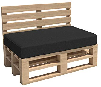 chilly pilley Palettenkissen Gartenkissen Palettenauflage Palettenpolster Indoor Outdoor Waschbar Abnehmbar Sitzkissen Rückenkissen (Sitzkissen 120x60x15, Schwarz)