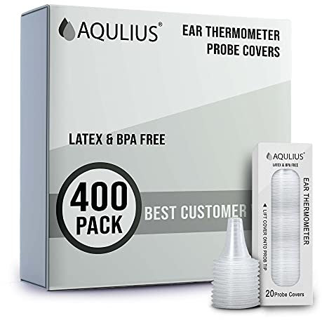 Aqulius Ear Thermometer Probe Covers - Compatible with Braun Thermoscan IRT6520, IRT6020 & Phillips IRT3030-400 Count Single-Use Bulk Refill Pack - Disposable Ear Thermometer Covers & Probe Caps