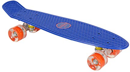 Amigo Skateboard - Komplette Mini Cruiser - Skateboard für Anfänger, Kinder, Jugendliche und Erwachsene - mit Led Leuchtrollen und ABEC-7 Kugellager - 55 x 15 cm - Blau