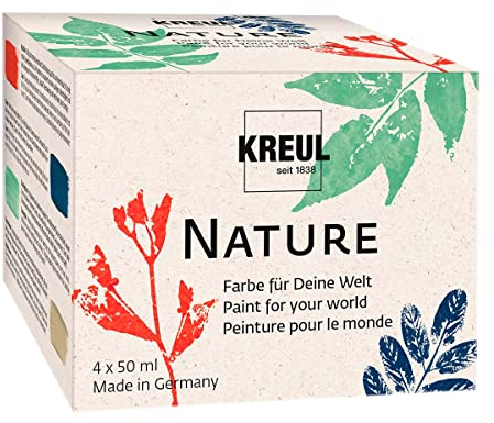 KREUL 49440 - Nature Set, 4 x 50 ml, wasserbasierte Farbe, aus nachhaltigen, natürlichen Rohstoffen, cremig, schnelltrocknend und lichtecht, für zahlreiche Untergründe