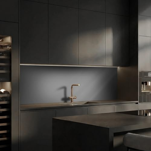 Dedeco Küchenrückwand Motiv: Anthrazit V1, 3mm Acrylglas als Spritzschutz für die Küchenwand Wandschutz Dekowand wasserfest, 3D-Effekt, alle Untergründe, 240 x 60 cm