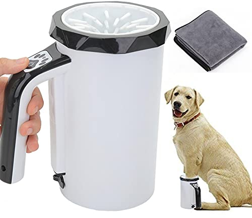 Hunde Pfotenreiniger, Elektrisch Hundepfoten Reiniger Aus Silikon Mit Handtuch,Tragbarer Pet Reinigung Pinsel Tasse Für Mittelgroße Große Hunde Massage Pflege Schmutzige Klauen,Schwarz