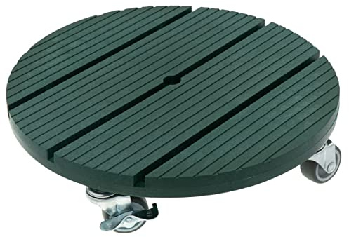 HRB WPC Växtroller väderbeständig 80 kg lastkraft, rullbrädeväxter, underlägg blomkruka för inomhus- och utomhusbruk (rund Ø 30 cm, grön)