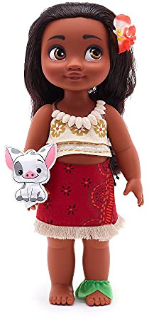 Disney Store Poupée Vaiana, Collection Animator, 39 cm / 15 avec Chevelure réaliste et Tenue, Peluche Pua en Satin, poupée pour Les Enfants de 3 Ans et Plus.