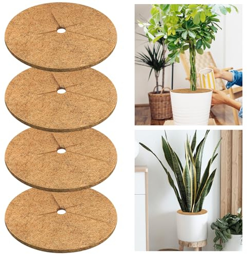 Legigo Coconut Fibers Tree Mulch Ring Mat- Natural Coco Coir Tree Protection Weed Mats for Cypress, Landscaping, Tree Disc Plant Cover, Soil Cover for Indoor Outdoor Plants… (18in-4pcs)