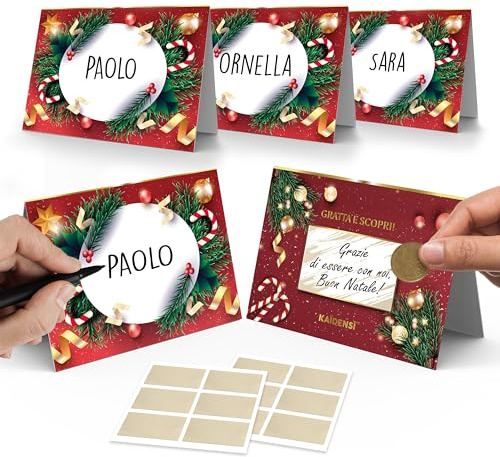 Segnaposto Natalizio Elegante Gratta e Vinci - 20 Segna Posto Natale e Capodanno Grattabile per Tavolo Originale - Segnaposti Tavola Natalizi Originali