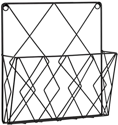 SunaOmni Wand-zeitschriftenständer, Hängender Zeitschriftenhalter, Wandhalterung, Zeitungs-organizer, Zeitungs-aufbewahrungs-organizer, Metalldraht, Aktenregal, Dekoration, Schwarz