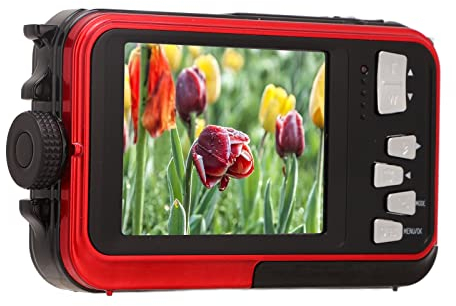 Appareil Photo Numérique 2.7K 48MP étanche 10ft sous-Marin avec Zoom 16X, Double écrans Avant Arrière (Rouge)