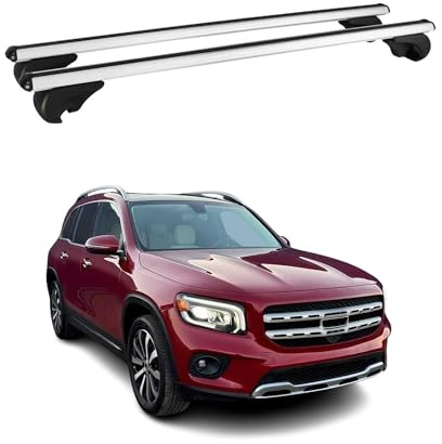 OMAC Dachträger für Mercedes GLB X247 2019-2026 Aluminium Silber 2 Stangen | TÜV/DIN 75302:2019 geprüft, Abschließbar, bis 75 kg Traglast, Querträger, Grundträger