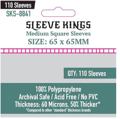 110 x Medium Square Sleeves (65mm x 65mm)