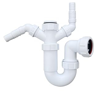 Premium Sink Swivel P Trap with Twin 135 Degree Nozzles 40mm (1.1/2), Complete with 75mm Water Seal, Compliant with BS247-1:2002 Standard