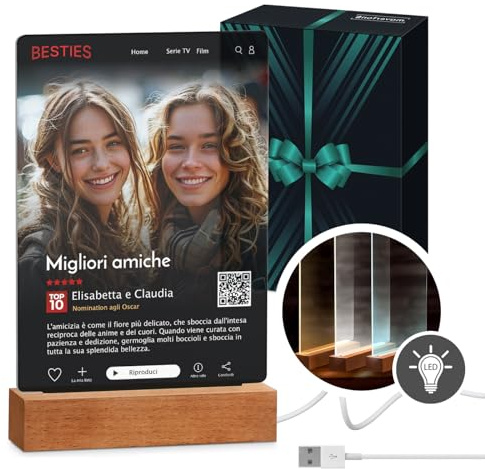 Maverton Cornice a LED in vetro acrilico personalizzabile - Quadro in 3D con foto - Immagine con illuminazione LED - Lampada luminosa con foto - Idea per Lei o Lui - Dimensioni: L/XL - Netflix