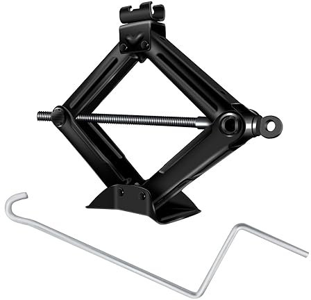 Gato de tijera para coche con manivela, capacidad de carga hasta 2000 kg, gato de tijera para uso de emergencia, fabricado en acero de calidad