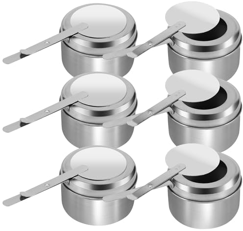 6Pcs Stainless Steel Chafing Dish Fuel Cans, Chafing Fuel Holders with Safety Cover Rustproof Canned Heat Fuel Box Holder Buffet Warmer Warming Trays for Buffets Barbecue Parties Chafing Dish Buffet