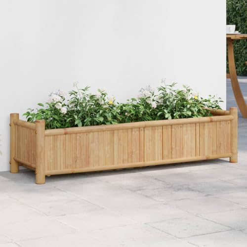 ShGaxin Pflanzkübel 100x30x25 cm Bambus, Blumentopf Gross, Blumenkasten Balkon, übertopf, Pflanzkasten, Flowerpot, Kräuterbeet Für Die Küche, Vertikalbeet - 366461