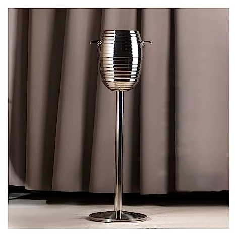 Seau À Boissons Seau à glace à champagne avec support, seau à glace à vin avec support en acier inoxydable 5L Seau à glace sur pied for fête Bar Ktv Wedding Club BBQ Home (Argent) Pour La Bière, Les B