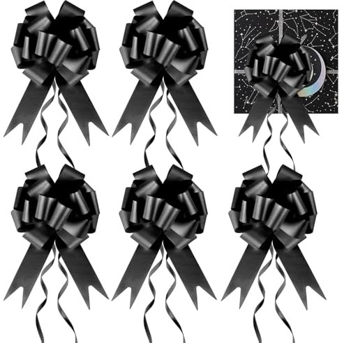 Prmape 30 Pcs Geschenkschleife Schwarz, Schleife Hochzeit Geschenk, Auto Schleifen für Hochzeit, Zugband Polyband Dekoschleife für Hochzeit Geburtstage Geschenkverpackung Auto Deko Tüten Zuckertüten