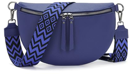 Vezluax 30x20cm umhängetasche Damen Bauchtasche Damen Groß Vegan Leder Crossbody Bag stylisch Muttertags geschenke für frauen mit breitem Gurt Dark Blue