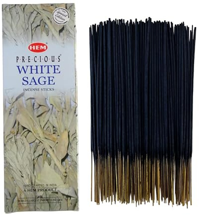 Bâtonnets d'encens Hem White Sage - 1 Paquet de 200 g (160-180 Bâtonnets) - Aromathérapie - Méditation - Yoga - Emballage Écologique