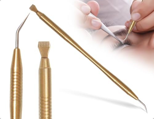 Emezddo Ögonfranskam i rostfritt stål, ögonfranskam, verktyg, ögonfransseparator, ögonfransseparator, ögonfransseparator, lash-lyft, tillbehör för ögonfransförlängning, mascara (guld, 14,5 cm)