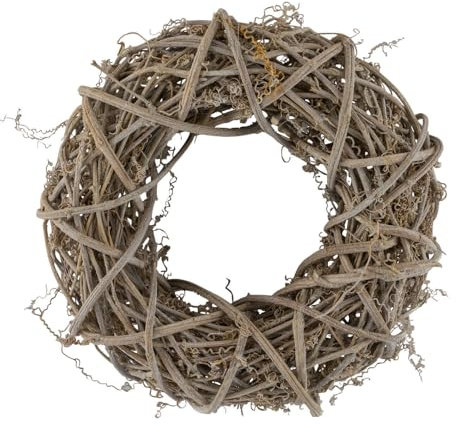 ReWu DIY-Deko Kranz Naturmaterial Dekokranz Tischkranz Advendskranz Weidenkranz Naturkranz Türkranz Wanddeko Holzkranz zum selbergestalten 25 x 25 x 6 cm