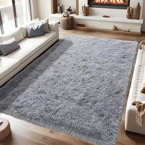 BSGIFT Alfombra de pelo largo, 200 x 300 cm, mullida, de pelo largo, para salón, antideslizante, moderna, extra grande, para dormitorio, habitación infantil