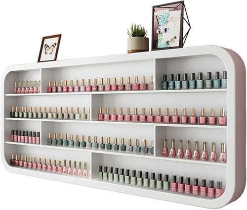 ERSINIAN Nagellack-Aufbewahrungsregal, weißer Wandschrank aus Holz, Nagelstudio-Ladendekoration, Kosmetikregale, Parfüm- und ätherische Ölständer, anwendbar für Nagelstudios und Schönheitssalons