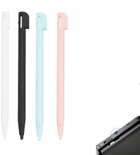 Stylet DS，4PCS Stylets Tactiles pour NDS, 3DS Lite, DSL, NDSL - Accessoires de Jeu Précis et Durables en 4 Couleurs (Noir, Blanc, Rose, Bleu) pour Une Expérience de Jeu Personnalisée