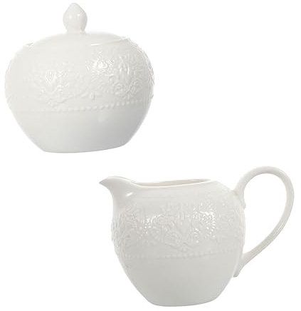 Homoyoyo Sucrier Facile à Nettoyer Ensemble 2 Pièces Pot à Lait et Céramique Blanche Design Élégant pour Café et Thé