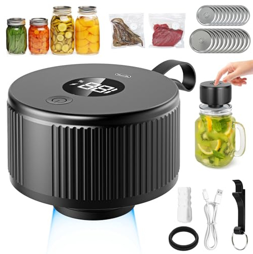 2025 Latest Electric Mason Jar Vacuum Sealer Kit for Mason Jars with Wide and Regular Mouth Canning Jar Lids